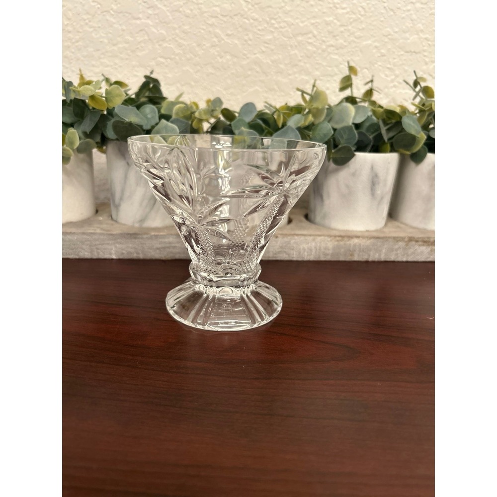 Godinger Shannon Crystal footed dessert bowl in the "Palm" pattern